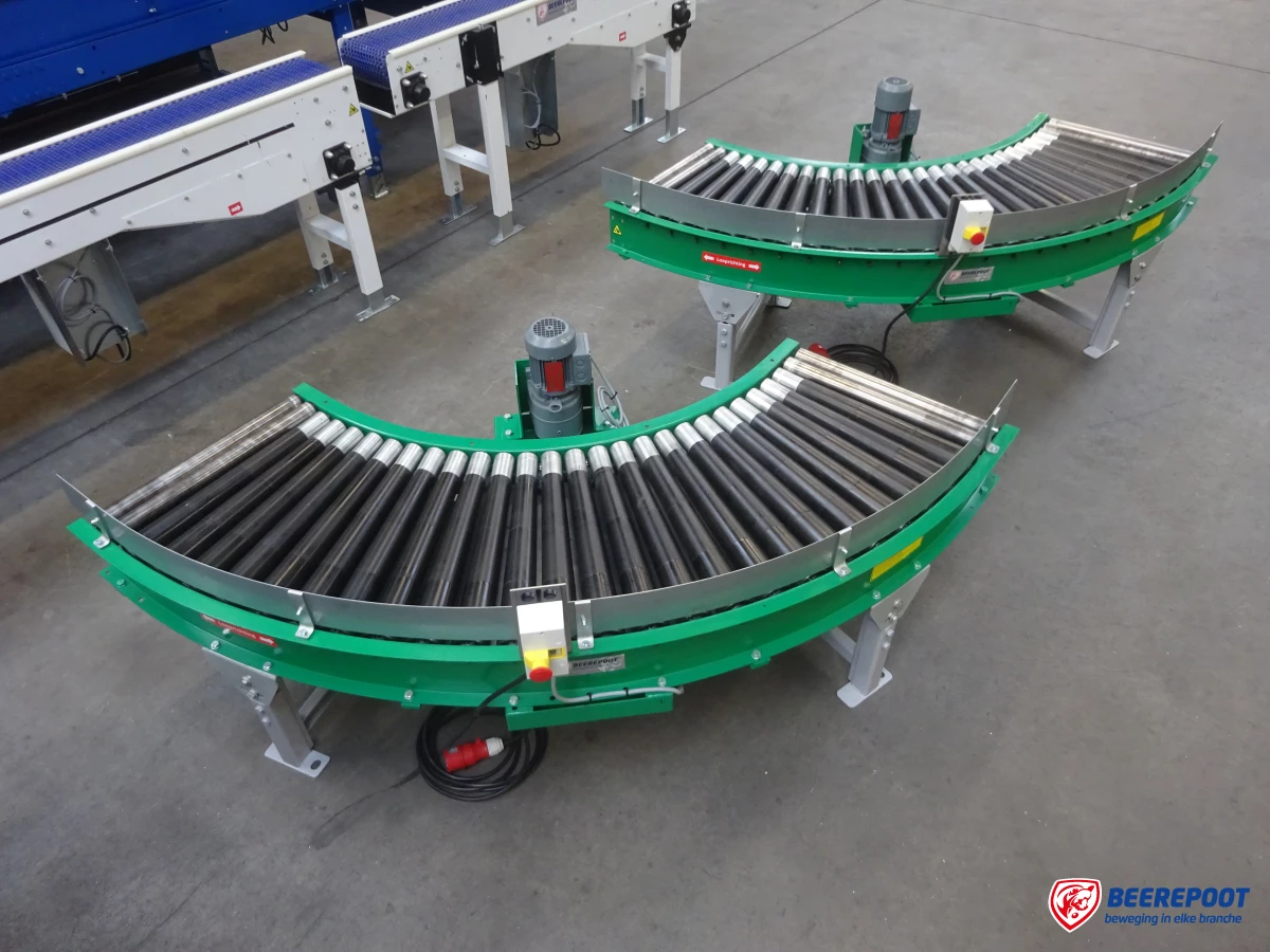 Aangedreven rollenbaanbochten